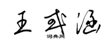 梁錦英王或涵草書個性簽名怎么寫