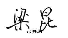 駱恆光梁昆行書個性簽名怎么寫