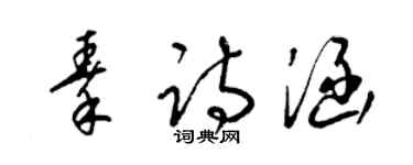 梁錦英秦詩涵草書個性簽名怎么寫