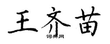 丁謙王齊苗楷書個性簽名怎么寫