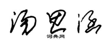 朱錫榮湯思涵草書個性簽名怎么寫