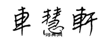 王正良車慧軒行書個性簽名怎么寫