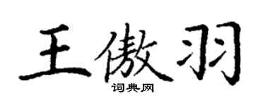 丁謙王傲羽楷書個性簽名怎么寫