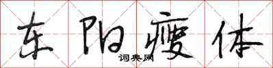 段相林東陽瘦體行書怎么寫