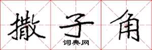 袁強撒子角楷書怎么寫