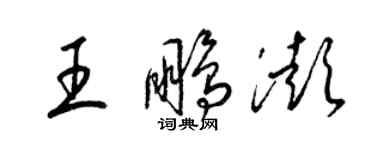 梁錦英王鵬澎草書個性簽名怎么寫