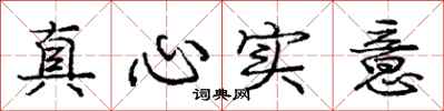 龐中華真心實意行書怎么寫