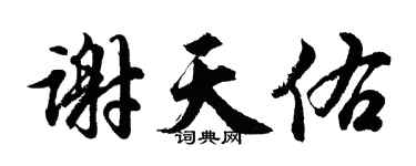 胡問遂謝天佑行書個性簽名怎么寫