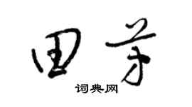 梁錦英田芳草書個性簽名怎么寫