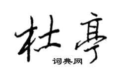 王正良杜亭行書個性簽名怎么寫