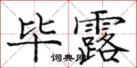 龐中華畢露楷書怎么寫