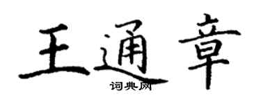 丁謙王通章楷書個性簽名怎么寫
