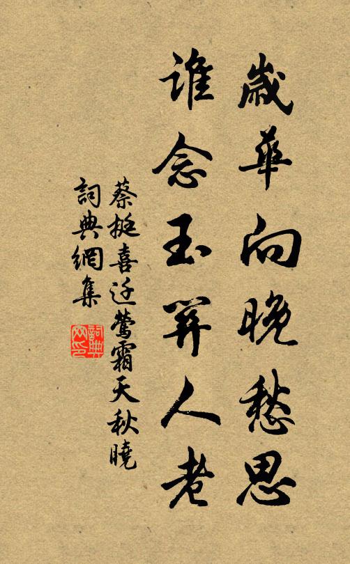 蔡挺歲華向晚愁思,誰念玉關人老?書法作品欣賞