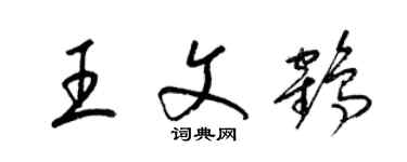 梁錦英王文鶴草書個性簽名怎么寫