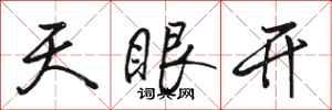 駱恆光天眼開行書怎么寫