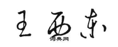 駱恆光王西東草書個性簽名怎么寫