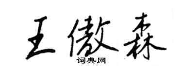 王正良王傲森行書個性簽名怎么寫