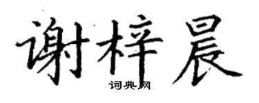 丁謙謝梓晨楷書個性簽名怎么寫