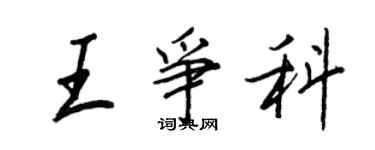 王正良王爭科行書個性簽名怎么寫