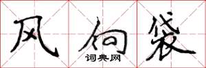 侯登峰風向袋楷書怎么寫
