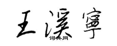 王正良王溪寧行書個性簽名怎么寫