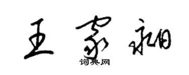 梁錦英王家昶草書個性簽名怎么寫