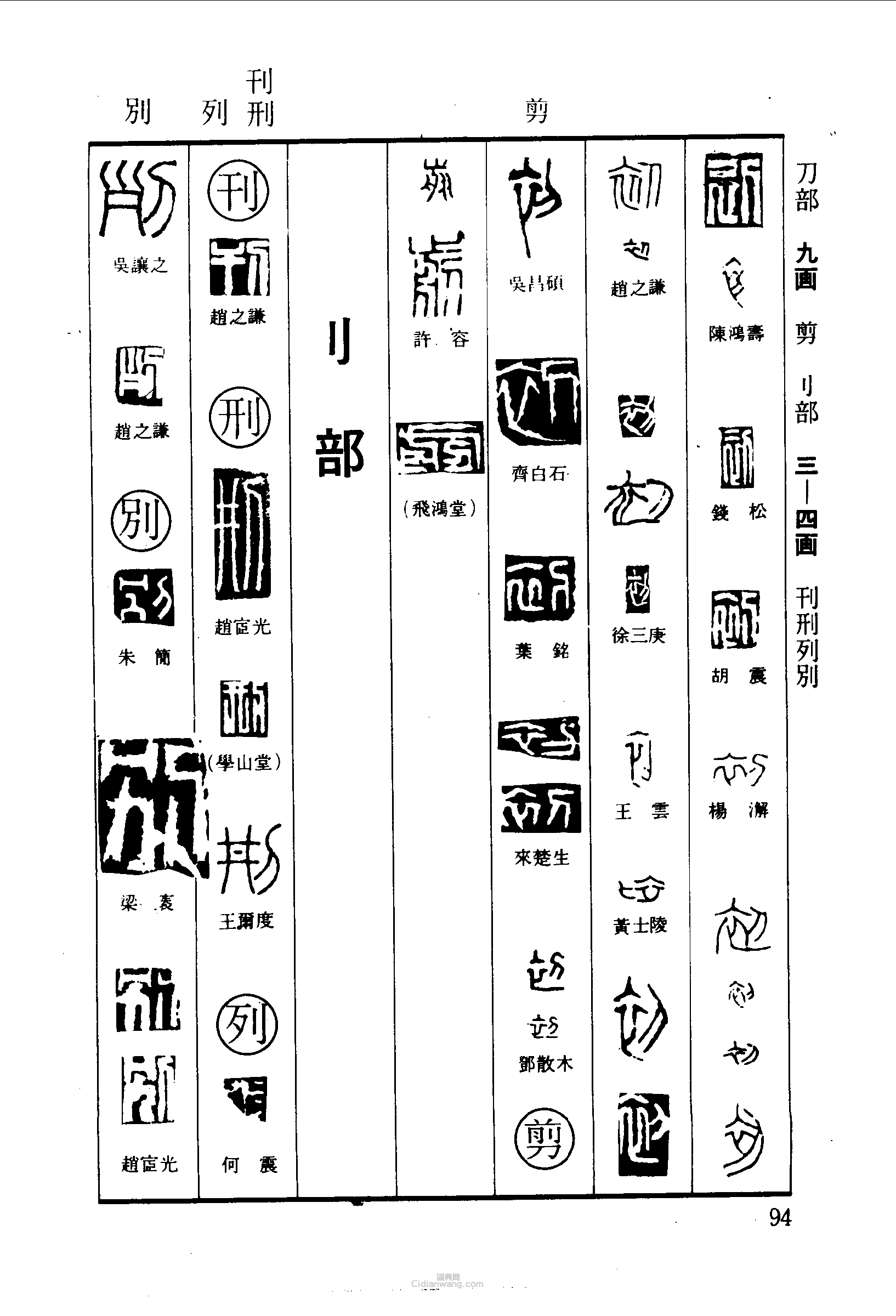 篆刻字典的篆刻印章初剪刊刑列別
