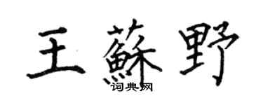 何伯昌王蘇野楷書個性簽名怎么寫