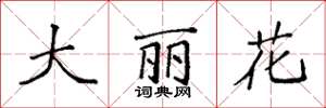 袁強大麗花楷書怎么寫