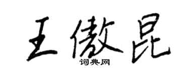 王正良王傲昆行書個性簽名怎么寫