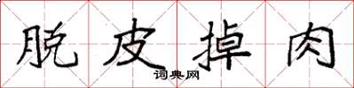 袁強脫皮掉肉楷書怎么寫