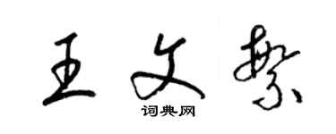 梁錦英王文繁草書個性簽名怎么寫