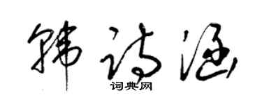 梁錦英韓詩涵草書個性簽名怎么寫