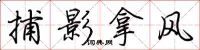 荊霄鵬捕影拿風行書怎么寫