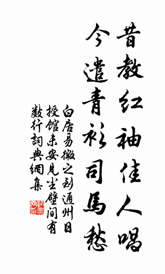 白居易昔教紅袖佳人唱,今遣青衫司馬愁書法作品欣賞