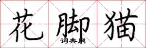 荊霄鵬花腳貓楷書怎么寫