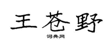 袁強王蒼野楷書個性簽名怎么寫