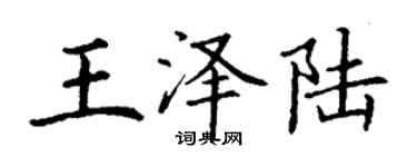 丁謙王澤陸楷書個性簽名怎么寫