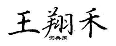丁謙王翔禾楷書個性簽名怎么寫