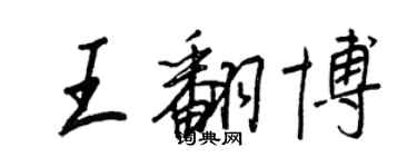 王正良王翻博行書個性簽名怎么寫