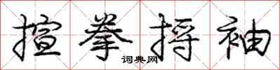 龐中華揎拳捋袖行書怎么寫
