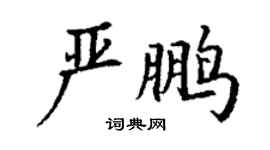 丁謙嚴鵬楷書個性簽名怎么寫