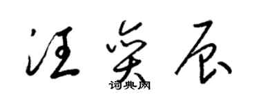 梁錦英汪奕辰草書個性簽名怎么寫