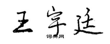 曾慶福王宇廷行書個性簽名怎么寫