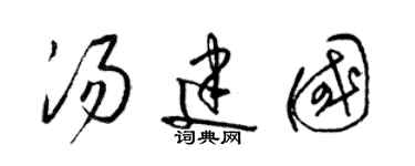 梁錦英湯建國草書個性簽名怎么寫