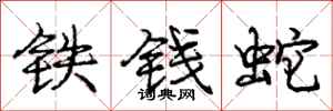龐中華鐵錢蛇行書怎么寫