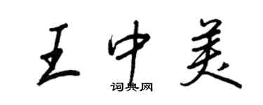 王正良王中美行書個性簽名怎么寫