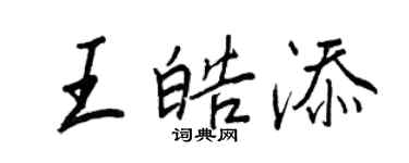王正良王皓添行書個性簽名怎么寫