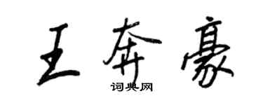 王正良王奔豪行書個性簽名怎么寫