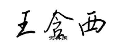 王正良王含西行書個性簽名怎么寫